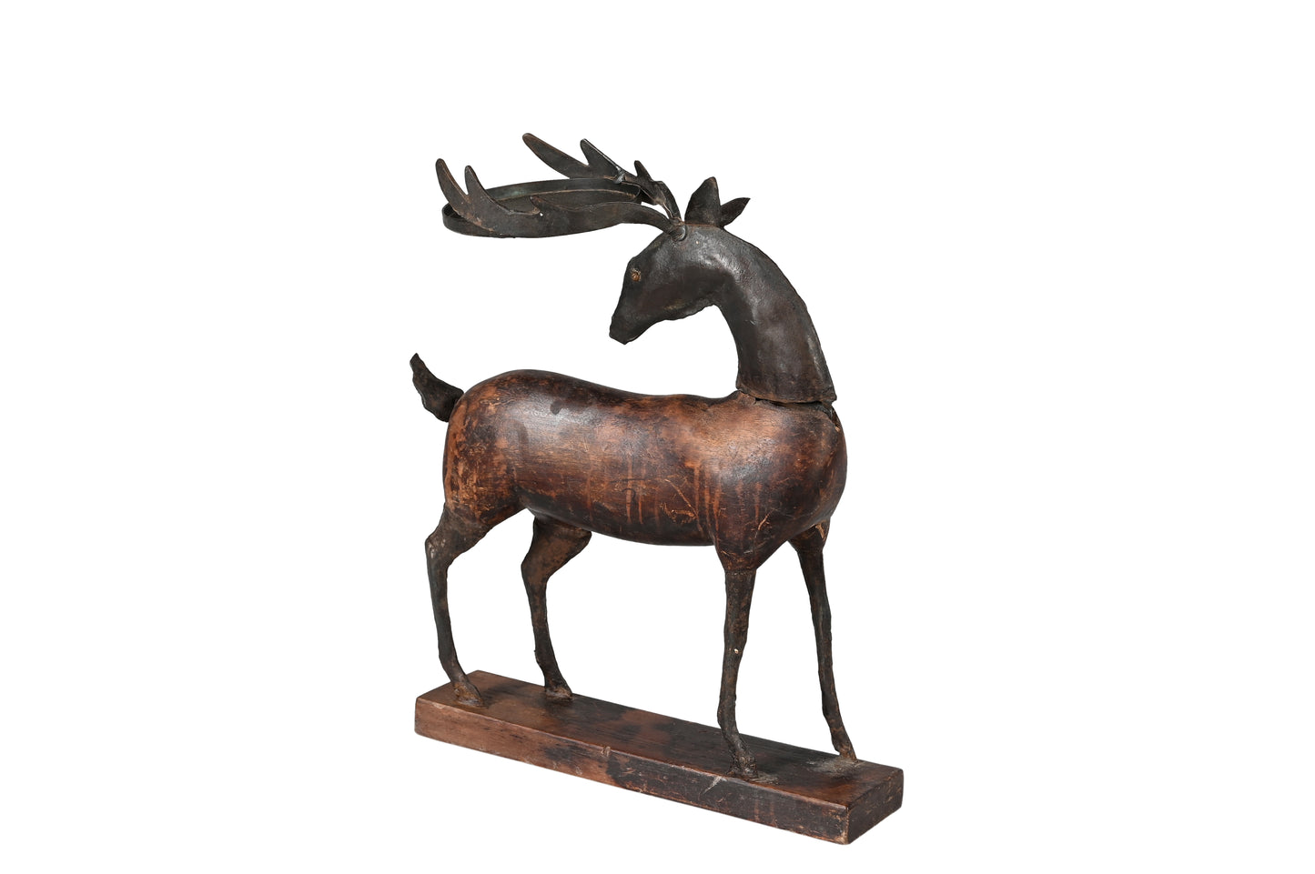 Iron and Mango Wood Candle Holder