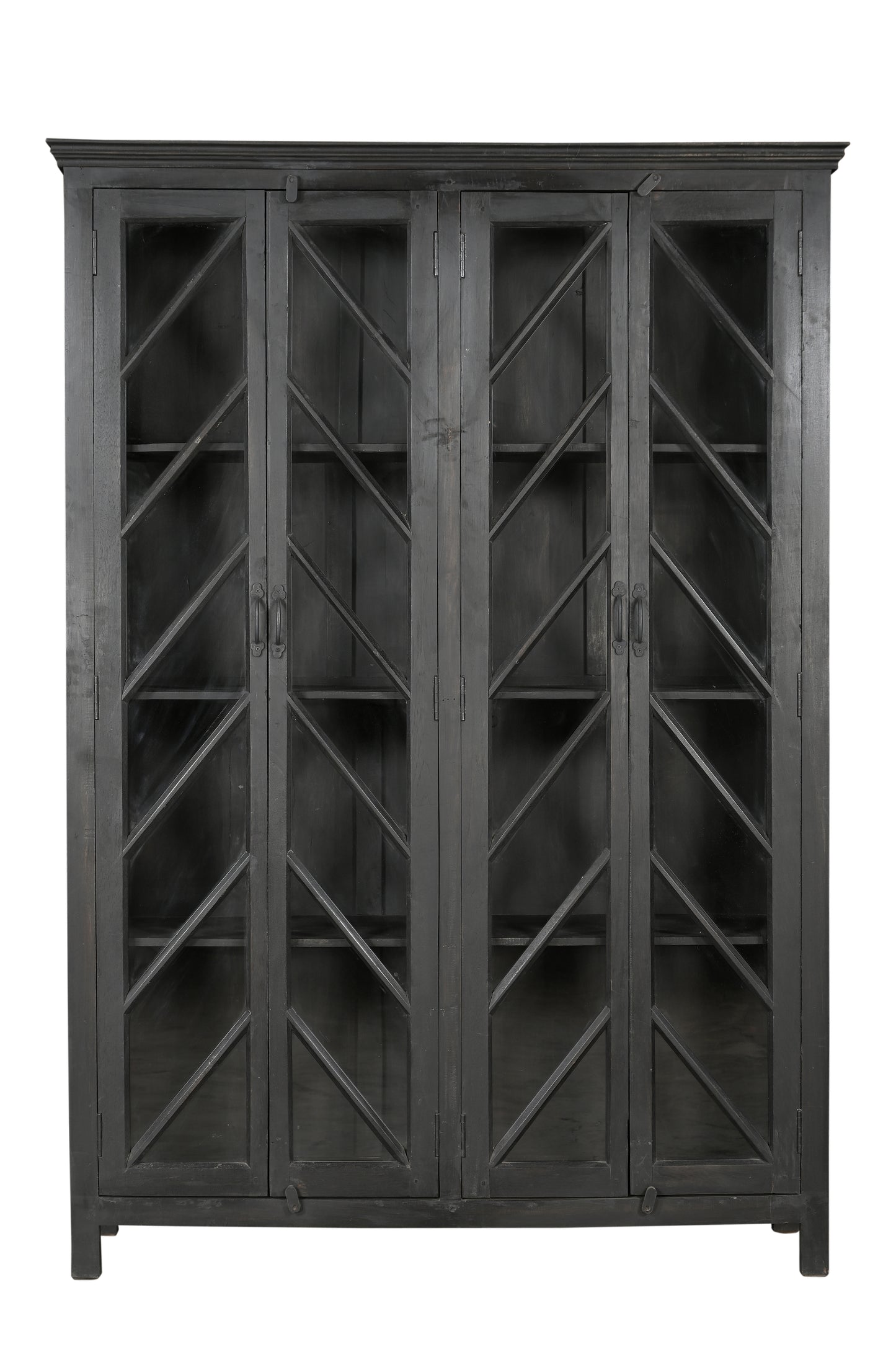 Teak, Recycled Wood and Glass Display Cabinet