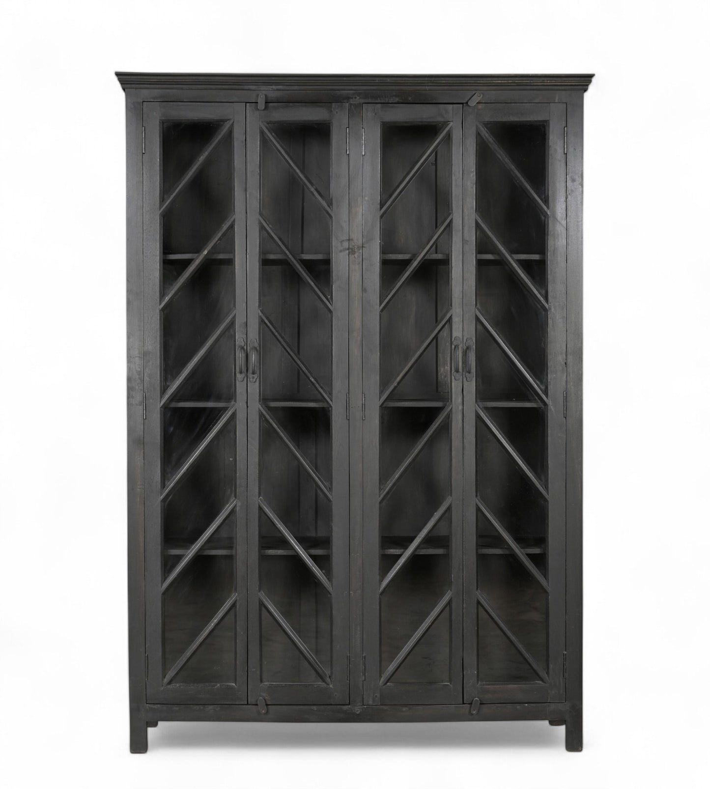 Teak, Recycled Wood and Glass Display Cabinet