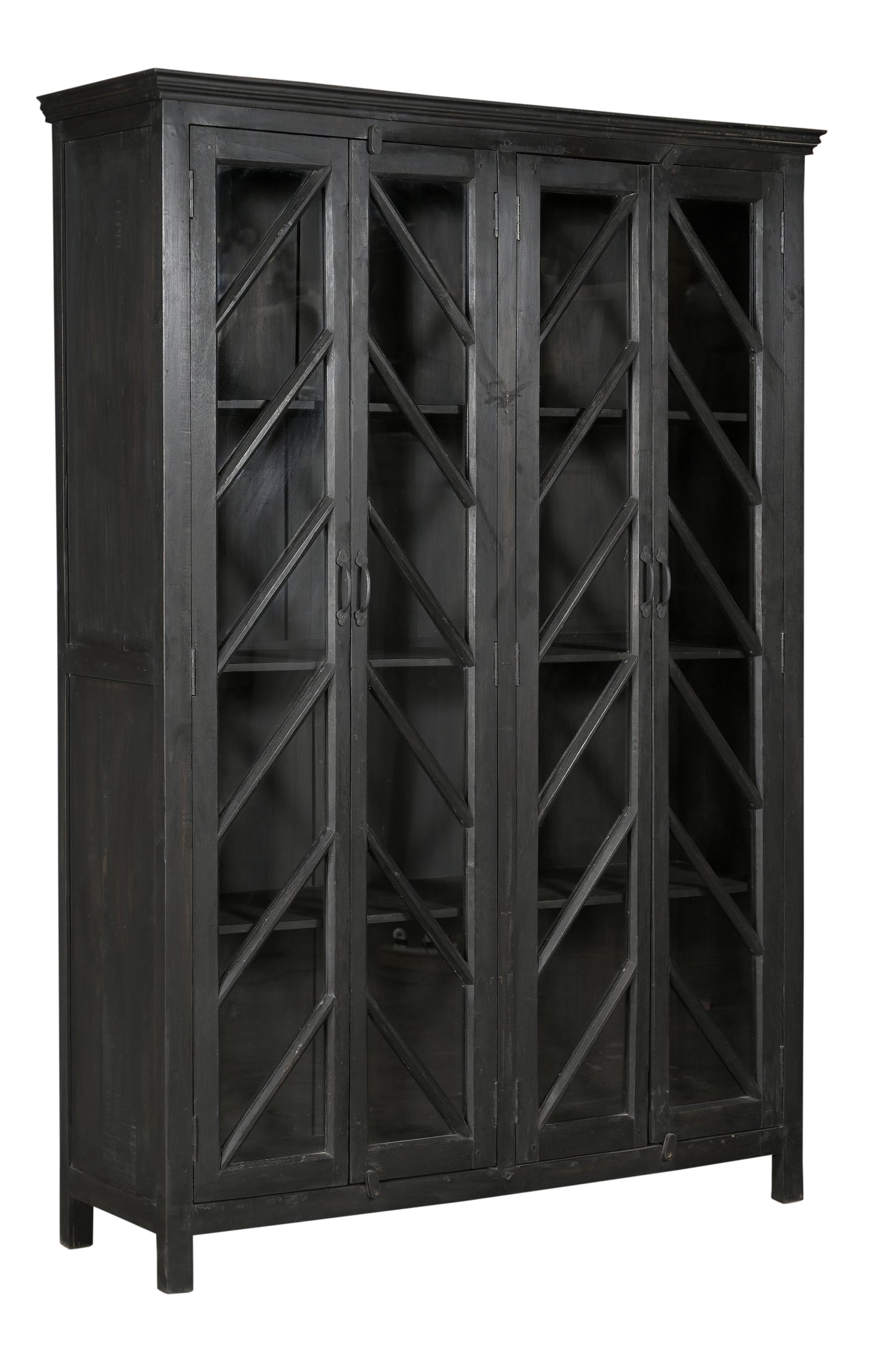 Teak, Recycled Wood and Glass Display Cabinet