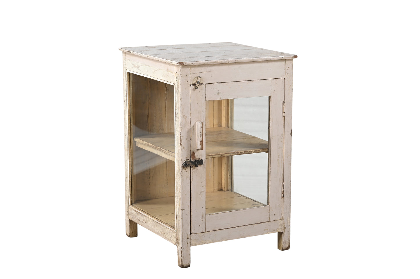 Vintage Teak Wood and Glass Side Cabinet