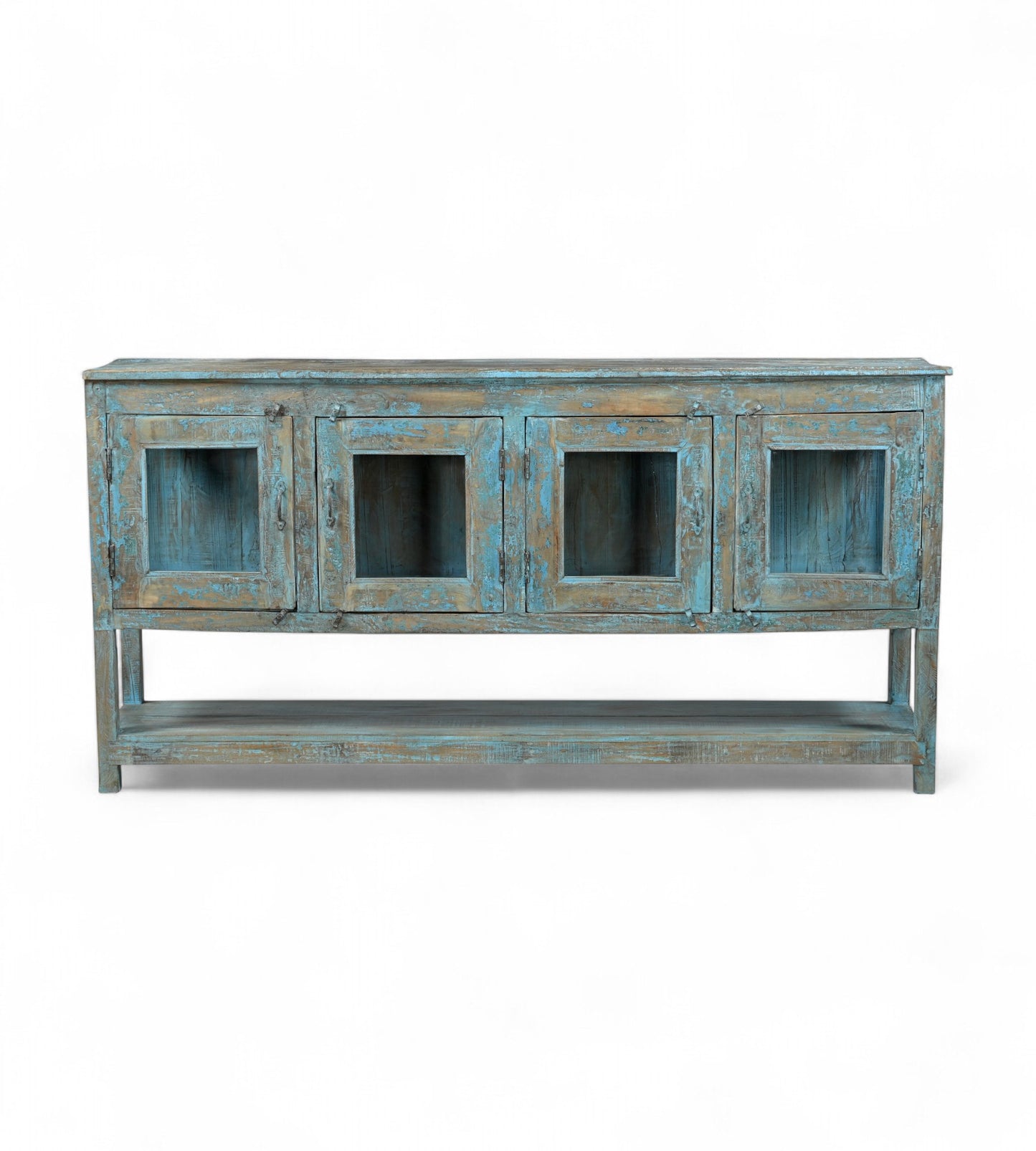 Vintage Recycled Wood Glass Sideboard