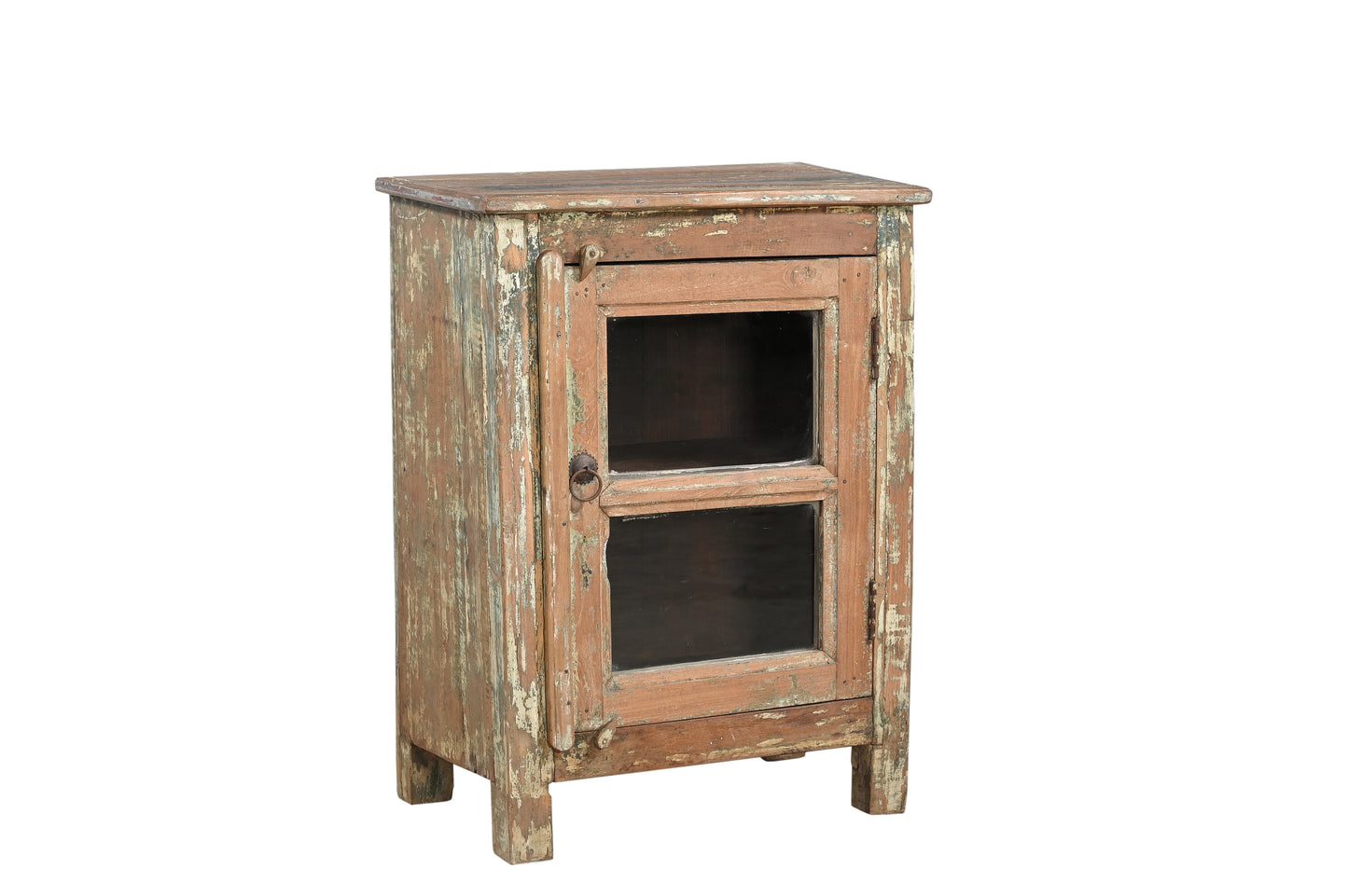 Vintage Teak Glass Side Cabinet