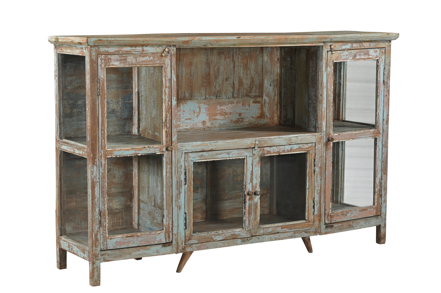 Vintage Teak Glass Display Sideboard