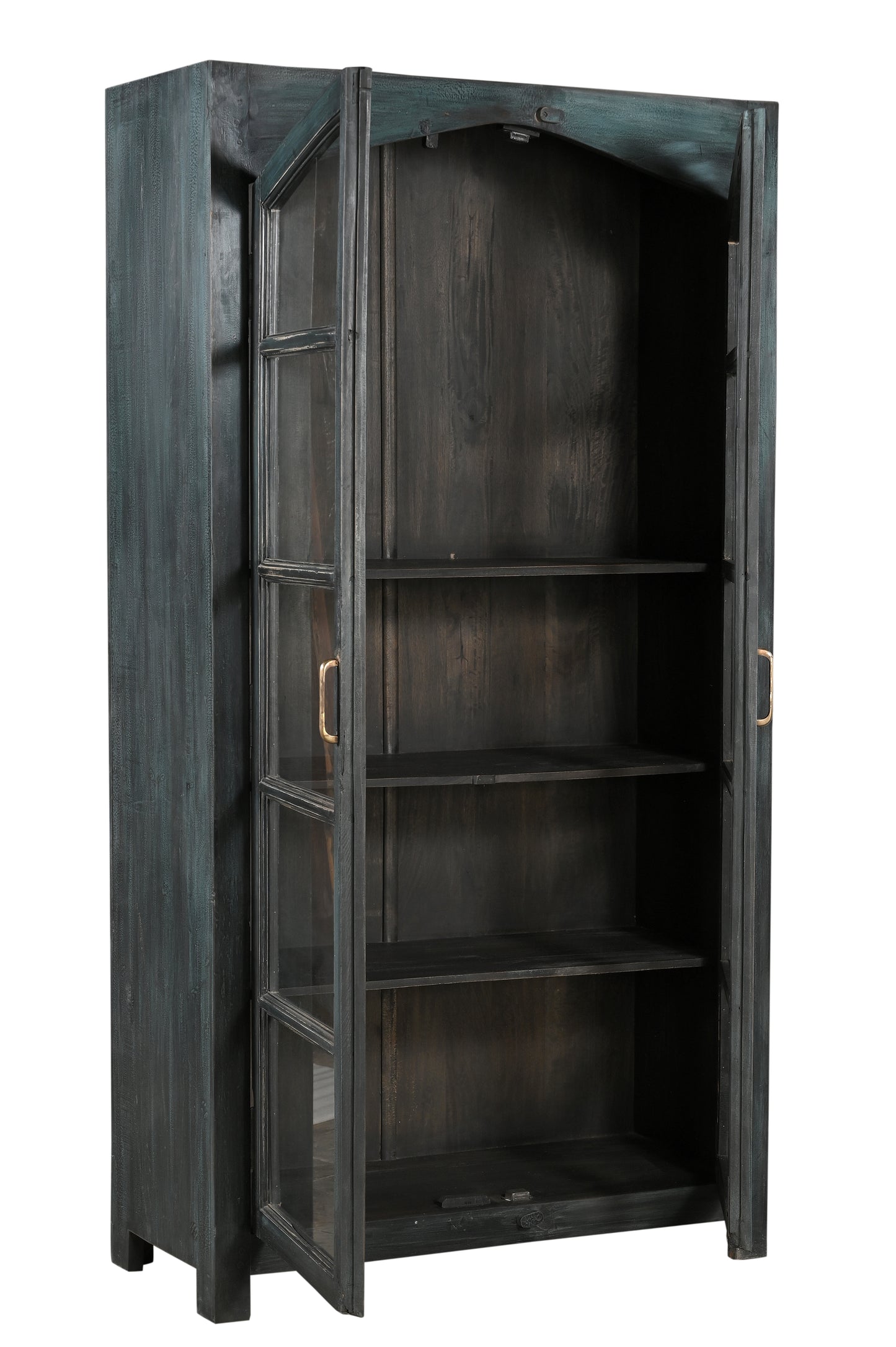 Vintage Teak Wood and Glass Display Cabinet