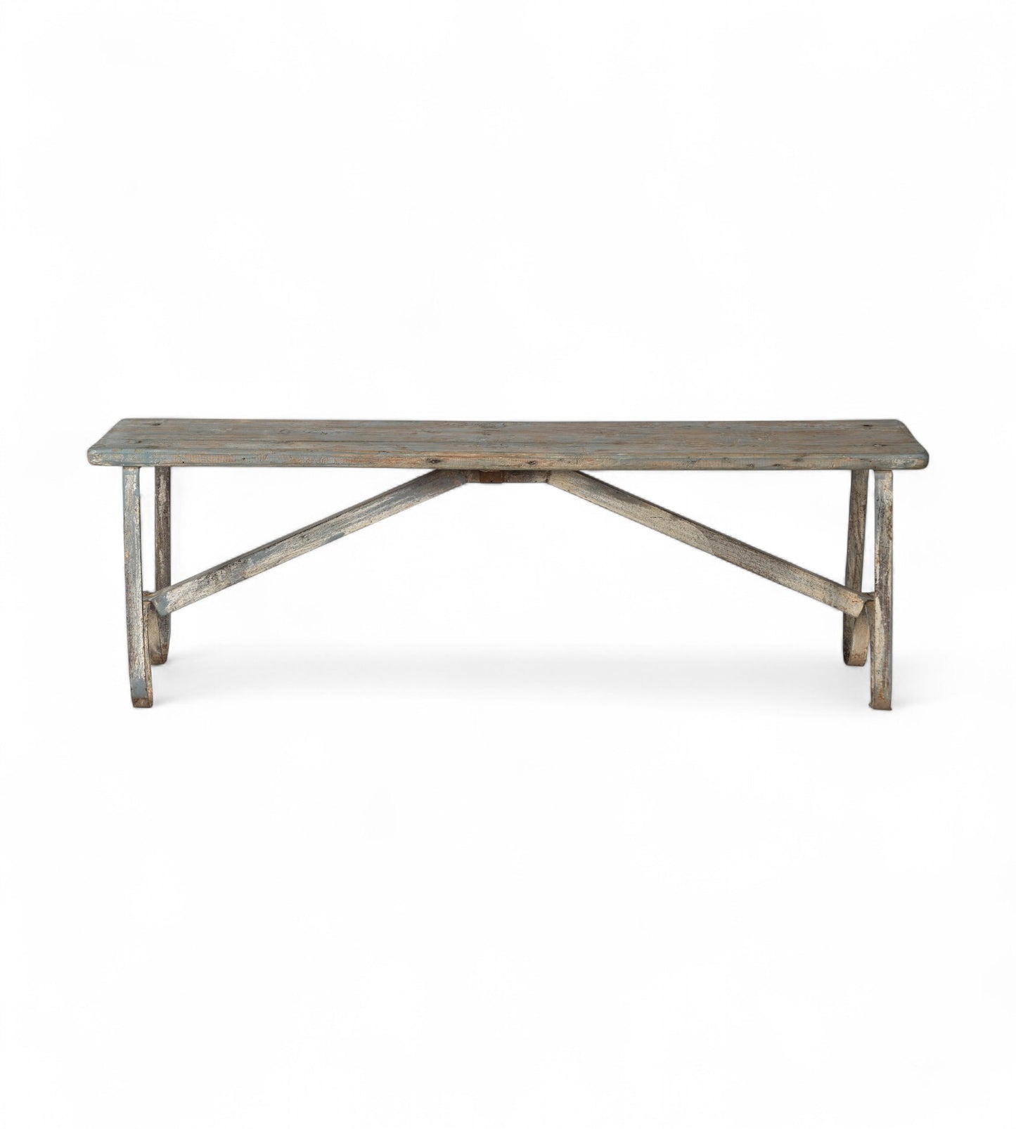 Vintage Teak Wood Iron Bench